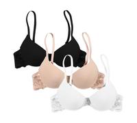 Lingerie da donna in pizzo, reggiseno push up donna sexy tinta unita profonda V confortevole traspirante reggiseno classico per tutti i giorni morbido fascino seduzione bralette leggero vestibilità