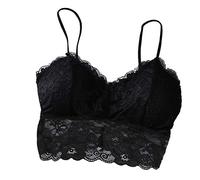Lingerie da donna in pizzo, reggiseno senza armatura, da donna, push up, cintura toracica a spalline sottili, tinta unita, imbottita, reggiseno per yoga, jogging, reggiseno morbido e traspirante