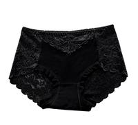 Lingerie da donna Mutandine morbide traspiranti slip biancheria intima per le donne Bikini Regolare Assorbenza Biancheria intima Delle Donne Undies Pack, Nero , 3XL