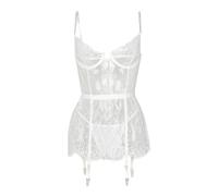 Lingerie Donna Pigiameria Pizzo Confortevole Homewear Portatile Tutto L'anno Design Elegante Materiale Morbido, bianco, M