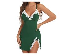 Lingerie Erotica Donne Cinturino A Spaghetti Sesso Moda Pijama da Donna Pizzo Bordo Floreale Abbigliamento Sexy C-Green S