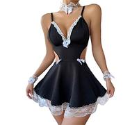 Lingerie Oktoberfest, costume da donna in pizzo con scollo a V e spalline sottili, per carnevale bavarese, Halloween, costume vintage tedesco Oktoberfest Drindl, vestito tedesco per cosplay, Dirndl,