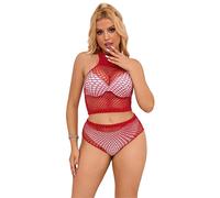 Lingerie Sexy a Rete con Diamanti Subblime - Rosa, Taglia Unica