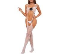 Lingerie Sexy-Certo! Ecco Un Titolo di Prodotto Adatto Che Rispetta Le Linee Guida: Set di Lingerie Trasparente da Donna, Body Sexy con Cavallo Aperto E Calze A Rete, Elegante Abito