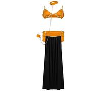 Lingerie sexy da donna da principessa schiava, schiena scoperta, costume da danzatrice del ventre, divisa francese, abbigliamento da discoteca, cosplay (nero, L)
