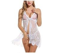 Lingerie sexy da donna per il sesso erotico traslucido abito in pizzo con perizoma con scollo a V, bella lingerie da donna, vestito prospettiva, con biancheria intima aperta seducente, costume di San