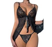 Lingerie sexy da donna per il sesso in pizzo traslucido con perizoma da donna, abito da prospettiva, alla moda, con cavallo aperto, senza schiena, regolabile, effetto bagnato, bella camicia da notte