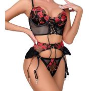 Lingerie sexy da donna per sesso e donna, in pizzo, con cavallo aperto, lingerie, biancheria da notte seducente, lingerie nera, body da donna, Colore: rosso, M