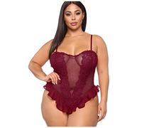 Lingerie sexy da donna per sesso reggicalze lingerie baby doll mini abito sexy fishnet negligees lingerie sexy lingerie sexy da donna set lingerie sexy body lingerie in pizzo, Vino, M