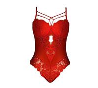 Lingerie sexy da donna per sesso reggicalze lingerie sexy da donna in pizzo profondo V negligee lingerie sexy lingerie sexy da donna set babydoll negligee donna sexy body erotico, Colore: rosso, S