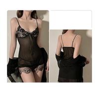 Lingerie sexy estiva Pigiama Maglia Bretelle di pizzo Servizio a domicilio Camicia da notte Biancheria da notte sexy Lingerie fantasia(Black)