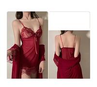Lingerie sexy estiva Pigiama Maglia Bretelle di pizzo Servizio a domicilio Camicia da notte Biancheria da notte sexy Lingerie fantasia(Burgundy)