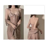 Lingerie sexy estiva Pigiama Maglia Bretelle di pizzo Servizio a domicilio Camicia da notte Biancheria da notte sexy Lingerie fantasia(Bean Paste)
