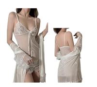 Lingerie sexy estiva Pigiama Maglia Bretelle di pizzo Servizio a domicilio Camicia da notte Biancheria da notte sexy Lingerie fantasia(White)