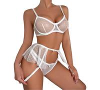 Lingerie Sexy for Women Body da donna in pizzo con cavallo aperto, lingerie seducente biancheria da notte rosso nero, bianco, S