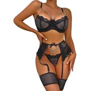 Lingerie Sexy for Women - Body da donna in pizzo con cavallo aperto, lingerie seducente, Nero , XXL