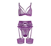 Lingerie Sexy per Donna Completini Intimi Sexi Lingeries Set LingeriesPolysterLace EmbroideryLiving Room Girls Sexy Donna Hot Aperto Rosso Lingerie (Purple, S)