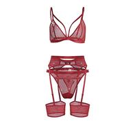 Lingerie Sexy per Donna Completini Intimi Sexi Lingeries Set LingeriesPolysterLace EmbroideryLiving Room Girls Sexy Donna Hot Aperto Rosso Lingerie (Wine, XXL)