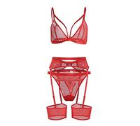 Lingerie Sexy per Donna Completini Intimi Sexi Lingeries Set LingeriesPolysterLace EmbroideryLiving Room Girls Sexy Donna Hot Aperto Rosso Lingerie (Red, S)