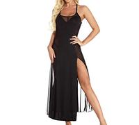 Lingerie Sexy Pizzo Cup Babydoll Set per Le Donne Abito con Cinturino in Stile Aperto Indumenti da Notte Gonna Lunga Trasparente con Bretelle Camicia con Scollo a V Pizzo Set di Biancheria Intima
