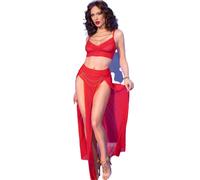 Lingerie Sexy Set Top e Gonna Chilirose CR4850 - Tulle Rosso, L