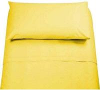 Lingerie Shop Lenzuola Set Completo Cotone 1 Piazza e Mezza Tinta Unita e Fantasia Vari Colori Sotto Sopra + Federa (Giallo, 1 Piazza e Mezzo)