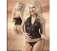Lingerie - Top In Pizzo Con Strass E String Neri