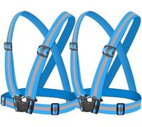 LINGHE 2 Pezzi Bretelle Catarifrangenti Multiuso Alta visibilità Gilet Regolabile con Cinghie Elastiche per Tutti Sportive All'aperto per Notturna (Blu Reale)