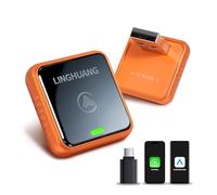 LINGHUANG Adattatore Carplay Wireless & Adattatore Android Auto Wireless, Converte il Cavo di Serie in un Senza Fili, Connessione Veloce e Stabile, Compatibile con iOS 10+ & Android 11+ (Arancione)