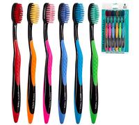 Lingito Dental Check - Confezione da 6 spazzolini da denti, soluzione naturale per sbiancamento dei denti, setole ultra morbide per la cura dentale, setole angolate per aree difficili da raggiungere,