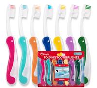 Lingito Spazzolino da denti da viaggio medio, mini spazzolino da denti con copertura per spazzolino da denti, spazzolino da denti da campeggio, spazzolino da denti pieghevole interlock, spazzolino da