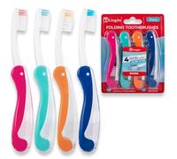 Lingito Spazzolino da denti da viaggio medio, mini spazzolino da denti con copertura per spazzolino da denti, spazzolino da denti da campeggio, spazzolino da denti pieghevole interlock, spazzolino da