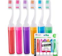 Lingito Spazzolino da denti da viaggio, mini spazzolino da denti con coperchio per spazzolino da denti, spazzolino da denti da campeggio, spazzolino da denti da viaggio con custodia per spazzolino