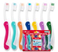 Lingito Spazzolino da denti da viaggio morbido, mini spazzolino da denti con copertura per spazzolino da denti, spazzolino da denti da campeggio, spazzolino da denti pieghevole interlock, spazzolino