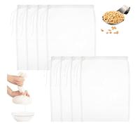 LINGJIA 8 Pezzi 20*30cm Garza Alimentare, 100 Mesh Panno per Colino di Latte di Noci, Riutilizzabile, Panno Colino con Coulisse, Colino Latte di Soia Yogurt, Tè, Caffè, Succo Frutta, Succo di Verdura