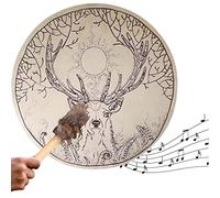LINGJIONG Shaman Drum - Decorazione per batteria siberiana a tema albero di cervo, strumento musicale siberiano, musica in legno, decorazioni per batteria spirituale per Natale, festival di primavera,