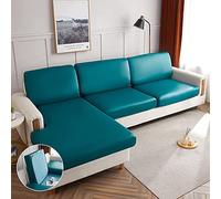 LINGKY Coprisedile per Divano con Penisola 3/4/2/1 Posti Elastico Federa per Cuscino per Divano del Sedile Universale in Ecopelle Copridivano Protezione del Cuscino Sedile (Deep Teal,Grande 1 Posto)