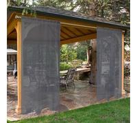 LINGKY Tenda da Sole per Esterno Tende per Gazebo Tenda Voile 2 Pannelli Trasparente con Passanti Tende da Esterno per Balconi Tende Esterno Impermeabile (2 Pezzi-132x213cm,Grigio)