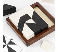 Lingle Set di puzzle a blocchi nascosti in legno, 80 sfide cerebrali con scatola in legno massiccio e pezzi di lusso in bianco e nero, giocattolo da tavolo 3D per pensiero spaziale e logica