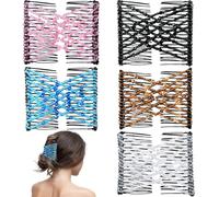 Lingmaoqi 5 fermagli per capelli magici elastici a doppio pettine elastico con perline per donne e ragazze, stile vintage, accessori per capelli multiuso