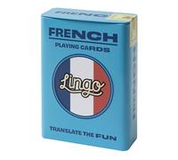 Lingo Carte da gioco francesi in scatola di latta Wayfarer | Flashcard da viaggio | Impara il vocabolario francese in modo facile e divertente | 52 traduzioni essenziali