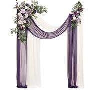 Ling's Moment Kit di 4 fiori artificiali viola lilla per matrimoni, 2 composizioni floreali da appendere, 2 tende in chiffon, per cerimonie, ricevimenti, rose finte, sfondo floreale, decorazione per