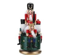 LINGSFIRE Carillon in legno per schiaccianoci con 4 soldati, con meccanismo a orologio e base rotonda per decorazione domestica, decorazione per festival decorazioni natalizie idea regalo (Verde)