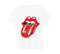 Lingua Natalizia Rolling Stones Maglietta, Donna Plus-Size, Bianco, 6X