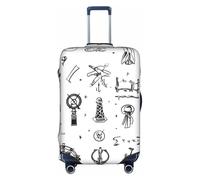 Linguaggio dei segni Alfabeto. Stampa Copertura protettiva per valigia, lavabile, da viaggio, con cerniera nascosta, bianco, L