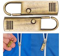 Linguette in Metallo per Riparazione Zip, 2 x Tiralampo Bronzo di Sostituzione per Cursore Cerniera Lampo di Giacca, Valigia, Zaino, Jeans, Accessori per Cucito, Tiretto di Ricambio per Cerniere Zip