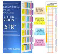Linguette per indice aggiornate per DSM-5-TR 2022, 94 schede DSM-V-TR stampate, 100 schede in totale, con guida all'allineamento e scheda descrizione dei disturbi per il manuale diagnostico e