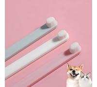 LINGXIYA Spazzolino da denti per animali domestici, spazzolini extra morbidi per cani e gatti, per la pulizia dentale di cuccioli di piccola taglia e gatti, kit da 3 pezzi (bianco/verde/rosa)