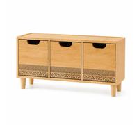 LINHOME RS02168 Mini Cassettiera in Legno e Bambù con 4 Cassetti per Piccoli Accessori, 21x16x28cm - Mini Organizer da Scrivania Multiuso