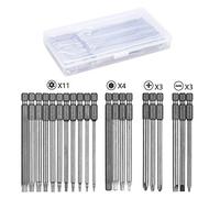 Linhon Set di punte per cacciavite lungo, Torx T6-T40, esagonale, PH2, set di punte esagonali, 1/4", 100 mm, extra lungo, acciaio S2, confezione in PP